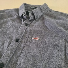 Hollister Men’s Epic Flex Stretch Button-Up Shirt Gray Size XS /A3