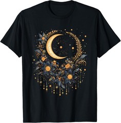 Mystic Sun and Moon Woman Mystical Flowers Aesthetic T-Shirt
