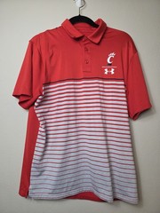 Under Armour 2 Polo Shirt Lot L University Of Cincinnati Bearcats Red Black