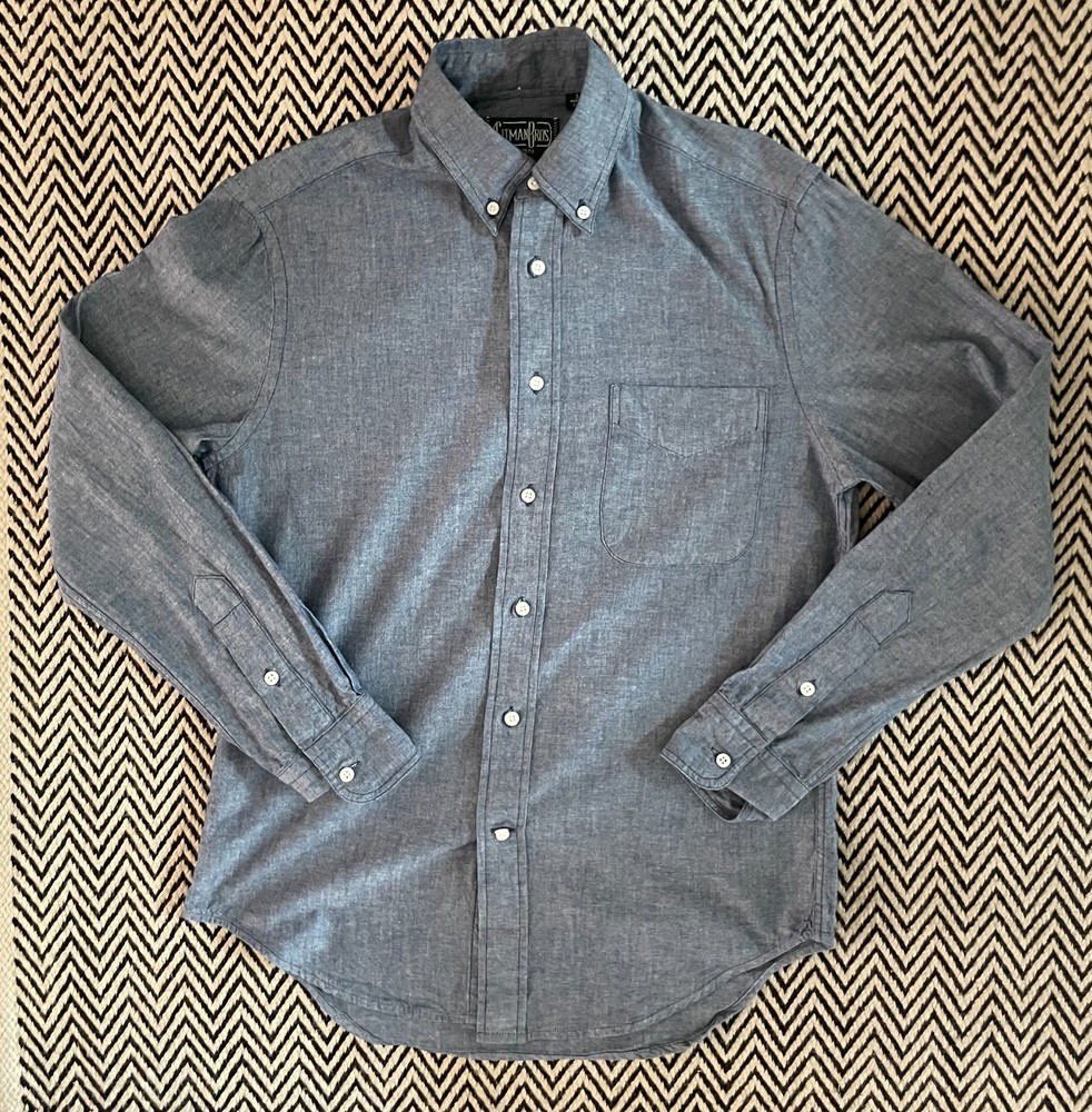 Gitman Vintage blue chambray button down long sleeve shirt S