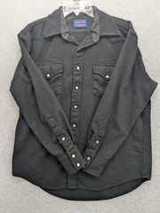 Pendleton Shirt Mens Medium Black Wool Western Pearl Snap Front Shirt