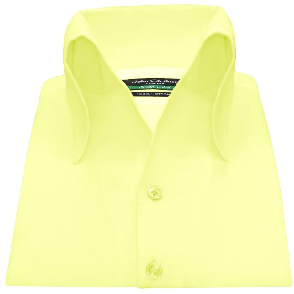 High Open Button-Down Collar 100% Cotton Yellow Shirt for Men Party Style Unique