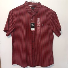 WP Weatherproof Shirt Mens XL Red Plaid Short Sleeve Button Down Stretch