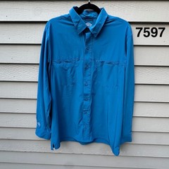 Dickies Mens Blue Performance Long Sleeve Button Down Shirt Large SL303FH