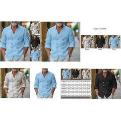 Stylish Stand Collar Double Breasted Linen Shirt for Men Vintage Cardigan