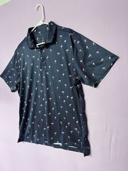 Construct Quick Dry Performance Golf Polo Men 2XL Blue Dotted Flamingos XXL