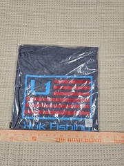 Large Huk and Bars Tee Mens Performance Fishing Shirt Sargasso Sea Heather Color