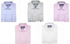 Double Two Men’s Micro Twill Non Iron Double Cuff Shirt 14.5″ to 23″ 5 Colours
