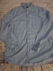 H&m Men’s Size L Blue Chambray Shirt Blouse