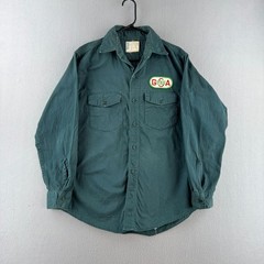 Vintage 50s Work Shirt Mens Large 22.5×29 Forest Green Cotton Button Up Union