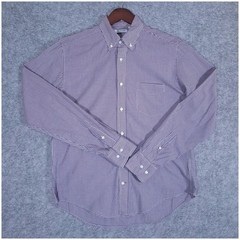 Gustin Purple Gingham Cotton Button Down Shirt Large USA Made Classic Fit
