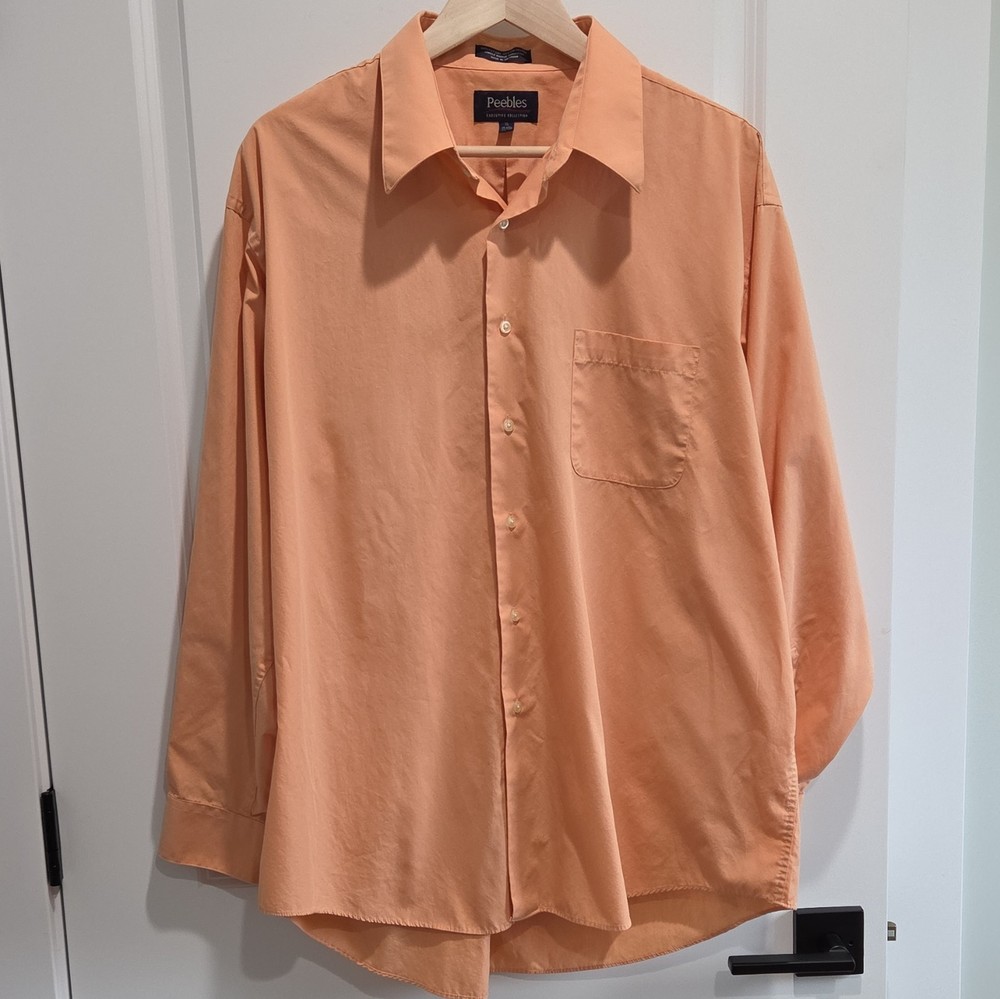 Peebles Executive Collection Solid Dress Shirt XL 17-17.5 34/35 Orange