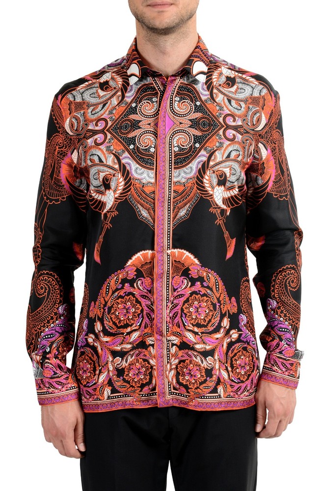 Versace Collection “Trend” 100% Silk Graphic Long Shirt US 16.5 IT 42 (L/XL)