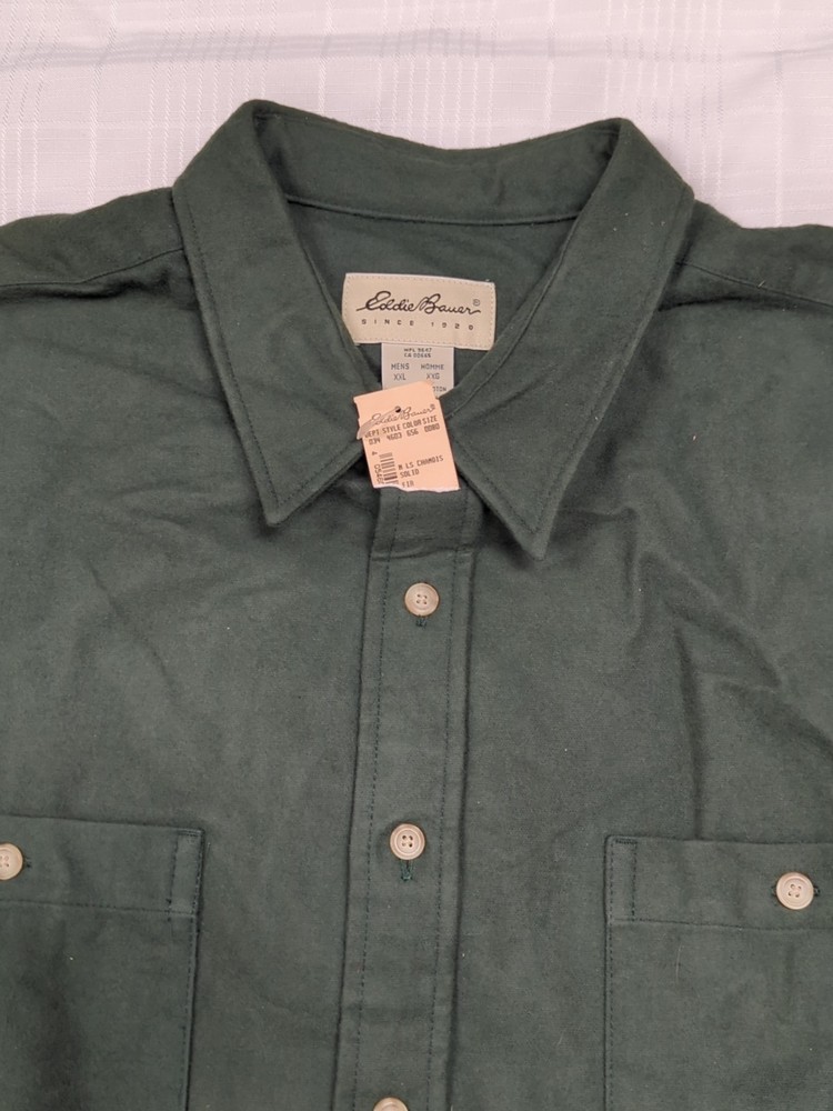 Vintage Eddie Bauer Chamois Button Down Shirt Mens XXL Hunter Green NWT