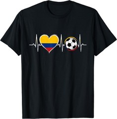Colombia Soccer Heartbeat Flag Heart Design T-Shirt