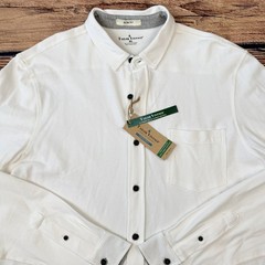 Tailor Vintage Men’s Sz X-Large Knit Shirt Stretch White Birdseye Pique NWT