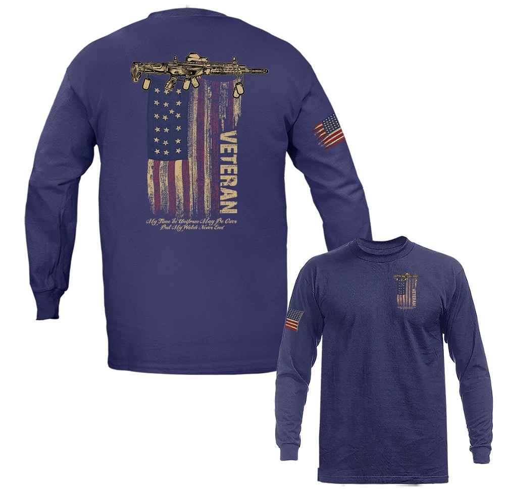 US Army Military Veteran US Flag American Pride Long Sleeve