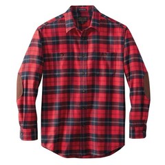 Pendleton Red Plaid Flannel Long Sleeve Shirt Elbow Patches Hawthorne Men L