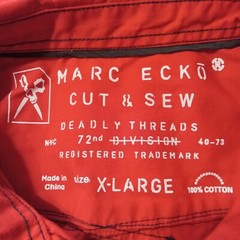 Marc Ecko Cut & Sew Deadly Threads Snap Shirt Mens XL LS Red Flap Pockets