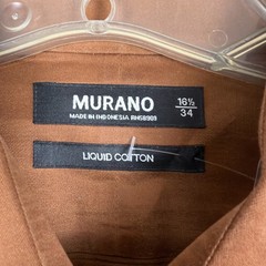 Murano Liquid Cotton Brown Button Down Dress Shirt Men’s 16.5 34
