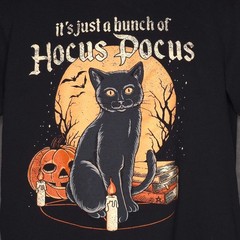 Its Just A Bunch Of Hocus Pocus T-Shirt L Halloween Cat Graphic Black