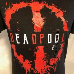 Mens Medium Marvel Deadpool Black T Shirt with Graphics on Front NWT