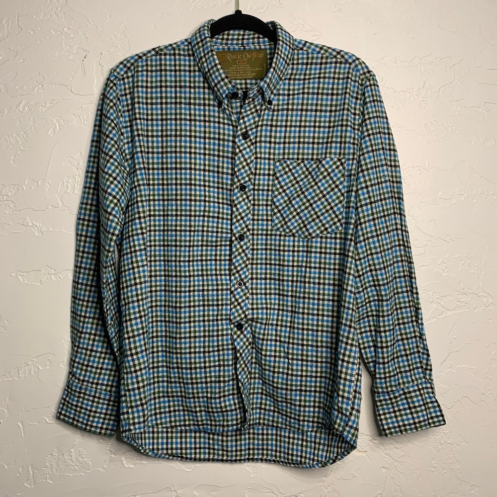 Rustic Outfitter Cotton Blue Plaid gorpcore outdoors Button Down Shirt Mens M