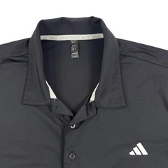 Adidas Polo Shirt Mens 2XL Black Solid Golf Performance Stretch Top Athletic Gym