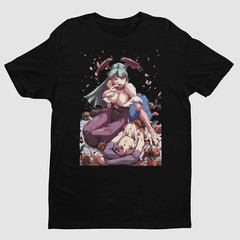Morrigan & Lilith Darkstalkers Vampire Premium T-shirt Key Art Unisex