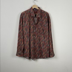 Alan Flusser Long Sleeve Paisley Button-Up One Front Pocket Mens L Casual Shirt