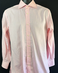 Guy Rover Dress Shirt Mens 15 /38 Pink Long Sleeve 100% Cotton Italy Barneys