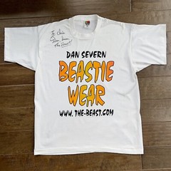 Dan Severn The Beast Signed T-Shirt MMA UFC WWF Beastie Wear Vtg Single Stitch