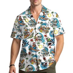 Skull Surf Hawaiian Shirt Men Women Beach Party Vacation Top