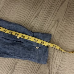 Men’s VTG Saks Fifth Avenue 100% Linen Blue Shirt Large Made in Albania