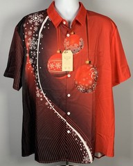 Hardaddy Christmas Ornaments Button Front Shirt Mens XL Red Holiday Snowflakes