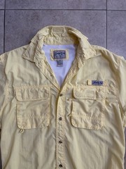 Men Bimini Bay Yellow Button Down Vented Fishing Outdoors Short Sleeve Shirt M