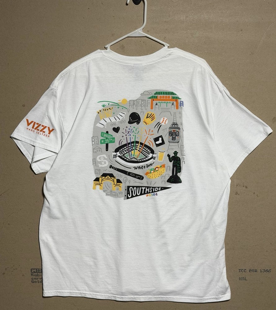 Chicago White Sox Southside Pride Vizzy Hard Seltzer Promo T Shirt XL White