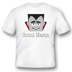 Halloween Count Dracula tee personalized black or white tee. Add your name