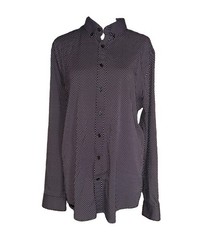Express Men’s M Fitted Button Down Dress Shirt Black/White Pattern, 15-15.5″
