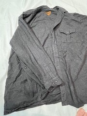 Port Authority Charcoal Grey Button Down Shirt Jacket Chest Pockets Size L