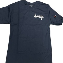 $40 CHAMPION x HONEY BRAND Navy Blue HONEYCOMB Regular Fit Supreme T-shirt NWT