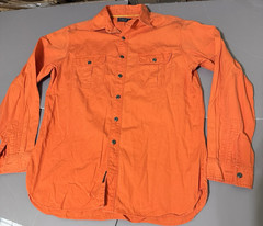 Polo Ralph Lauren Shirt L Large Chin Strap Work Shirt Orange Pockets Cotton