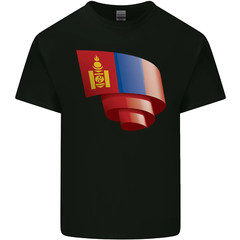 Curled Mongolia Flag Mongolian Day Football Mens Cotton T-Shirt Tee Top
