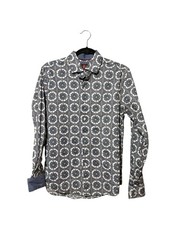 Consequence Button Down Shirt Mens Small Mosaic Print Cotton Stretch