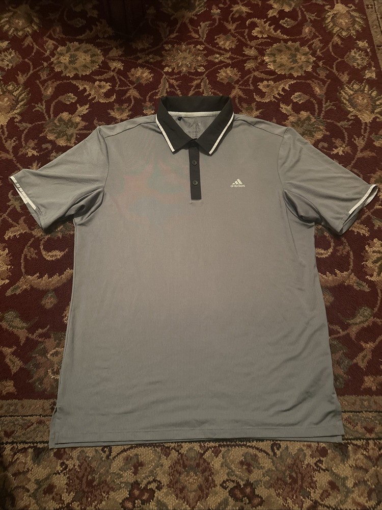 Adidas Men’s Climacool Polo Medium Vista Gray White Black Golf Athletic Shirt