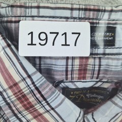 7 Diamonds Vintage Plaid Western Afterglow Shirt Mens Large Red White Pearl Snap
