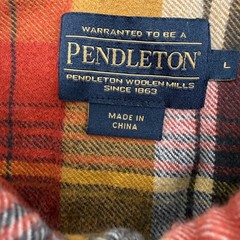 Pendleton Button Down Mens L Red Burnside Plaid Flannel Cotton Long Sleeve Shirt