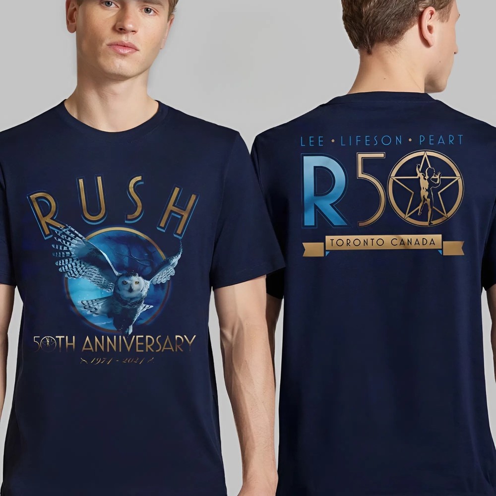 Rush 50th Anniversary Merch R50 Flight Navy T-Shirt