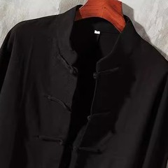 Men’s Solid Color Stand Collar Jacket Blouse for Traditional Kung Fu Tai Chi