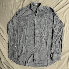 Peter Millar Full Button Up Longsleeve Blue Grey Size Large Cotton Casual Office